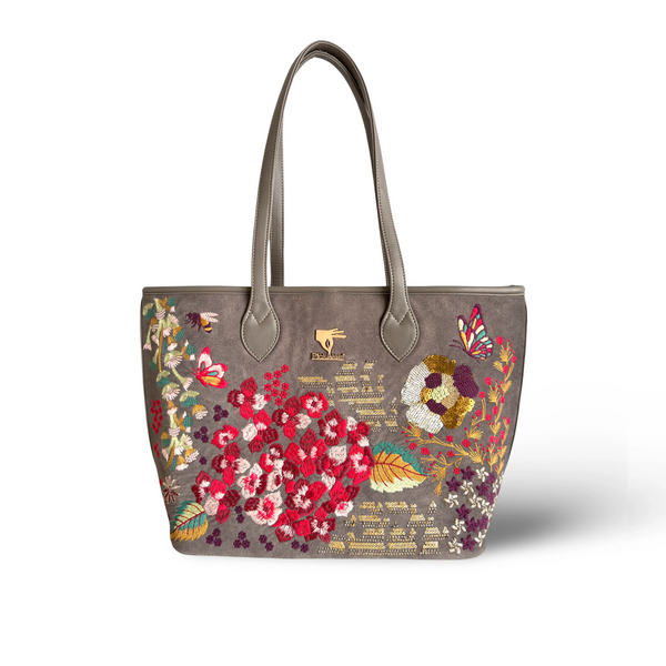 Luxury Laptop Tote Bag in Vegan Leather for Women | Grey | PickAleaf