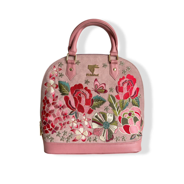 Embroidered Weddding Handbag for Women in Leather | Pink | PickAleaf